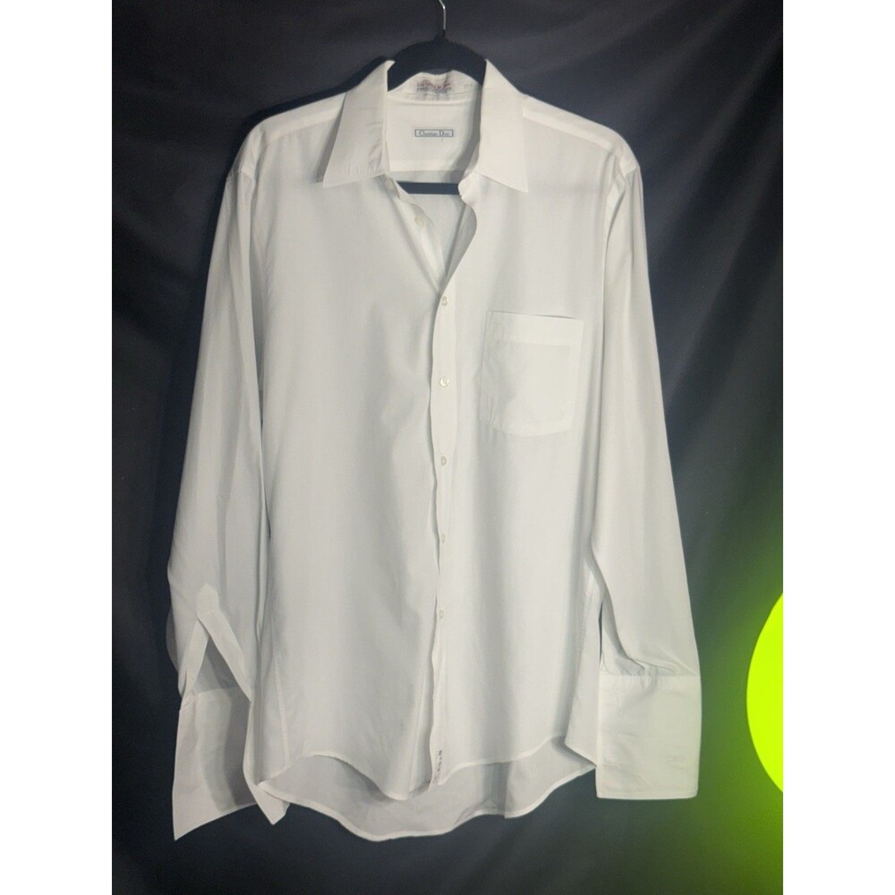 DIOR Long Sleeve Button Down Shirt Men's Size M White French Cuffs